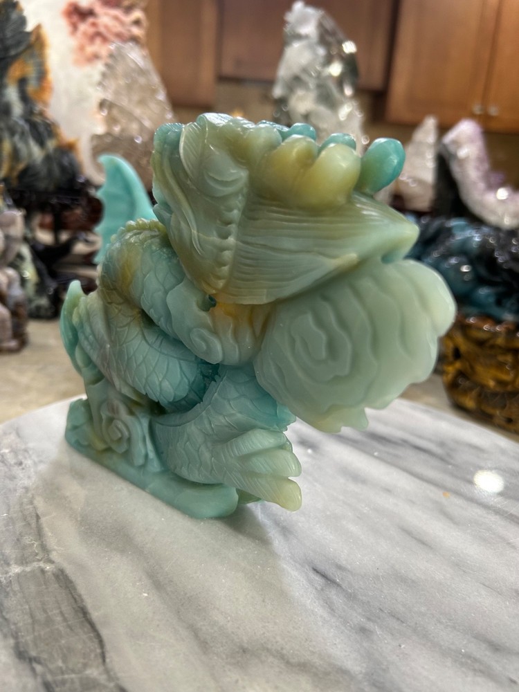 Blue Amazonite Dragon hand carved