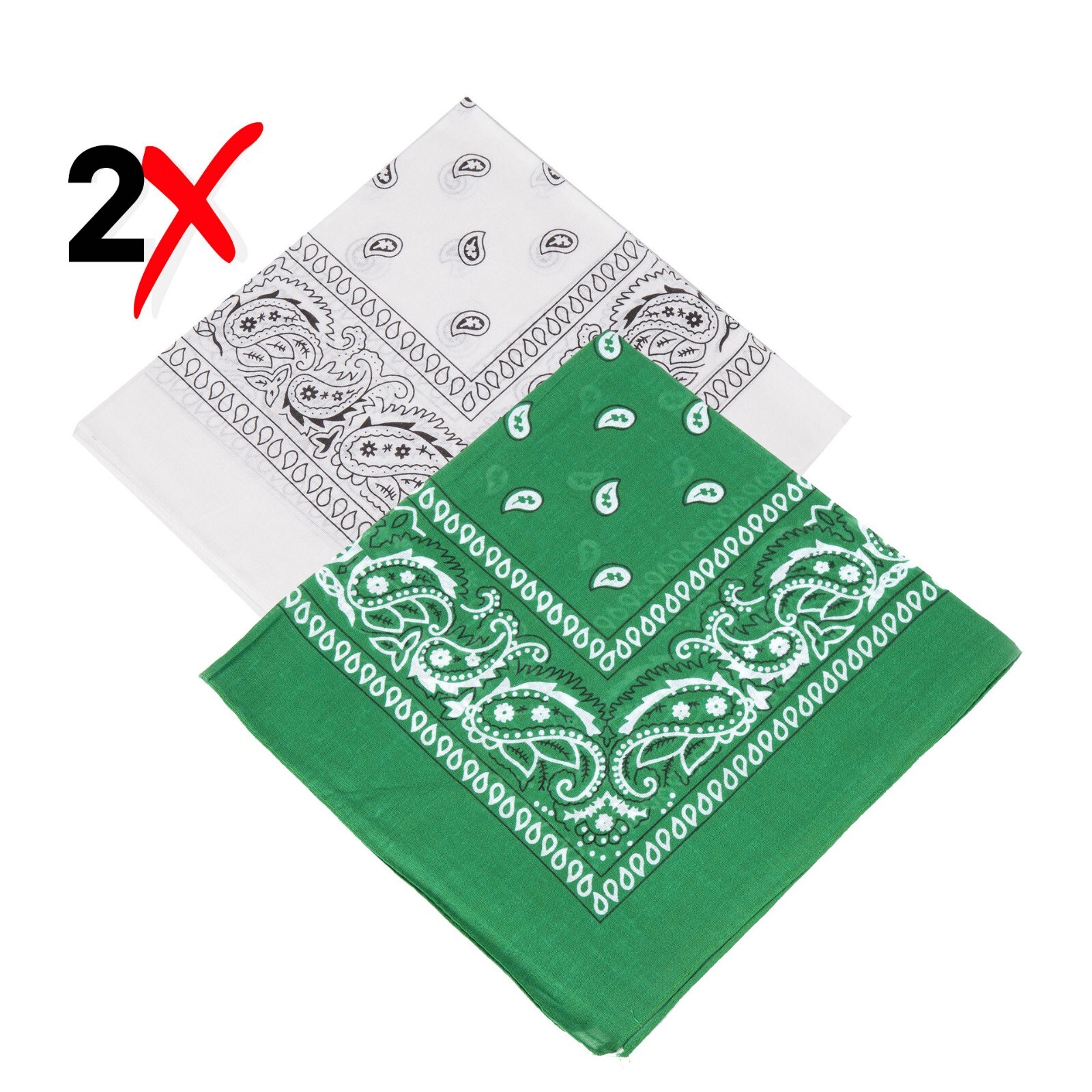 2 Pack Bandana 100% Cotton Paisley Print Double-Sided Scarf Head Neck Face Mask