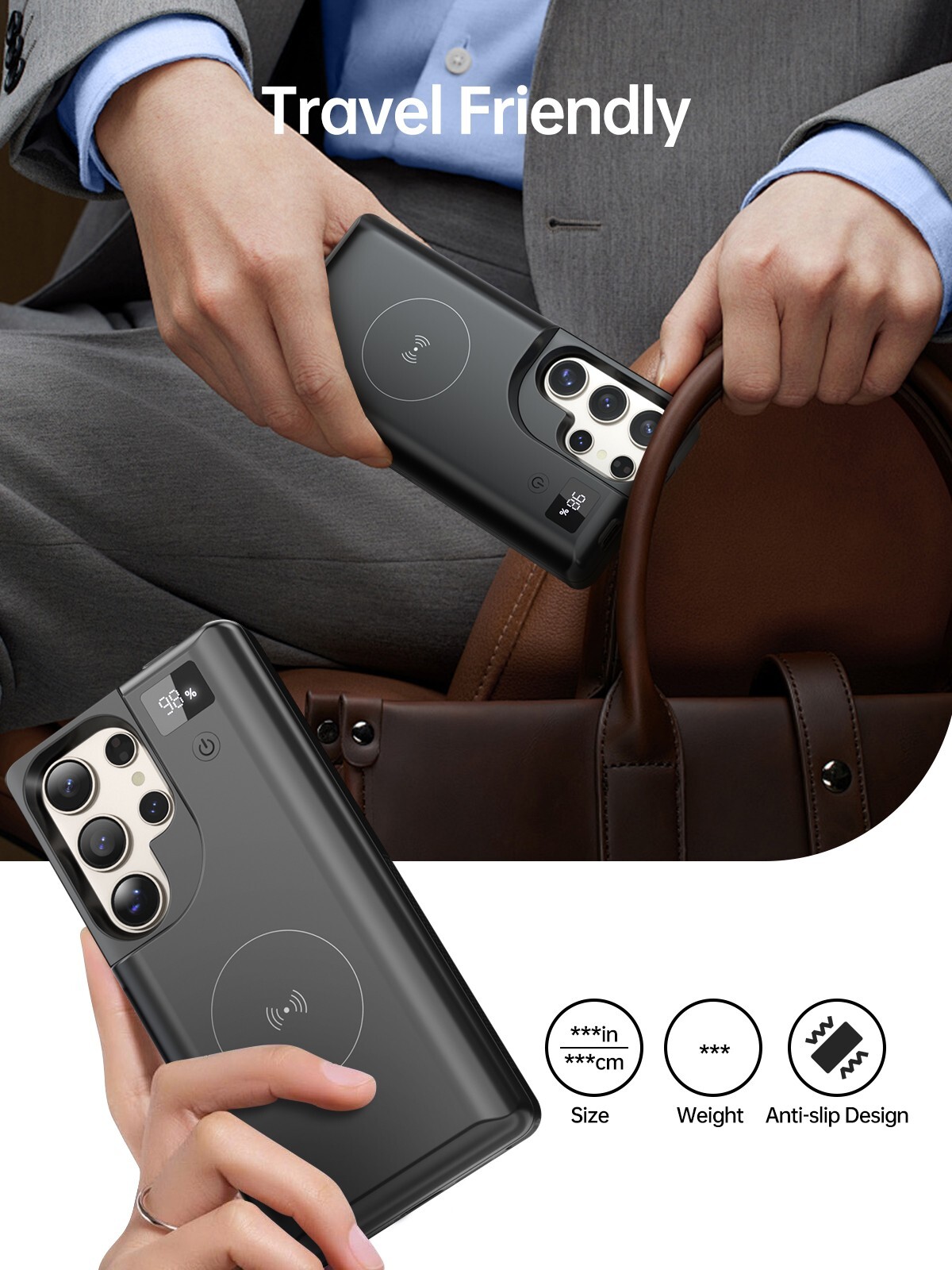 NEWDERY 10000mAh Wireless Battery Case For Samsung S25 Ultra Power Bank Case