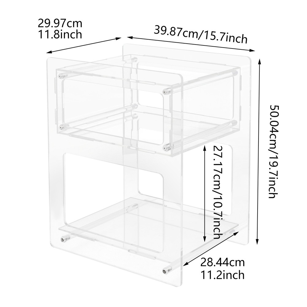 3-Tier Acrylic Side Table Acrylic Nightstand Elevated Bottom Preventing Damp