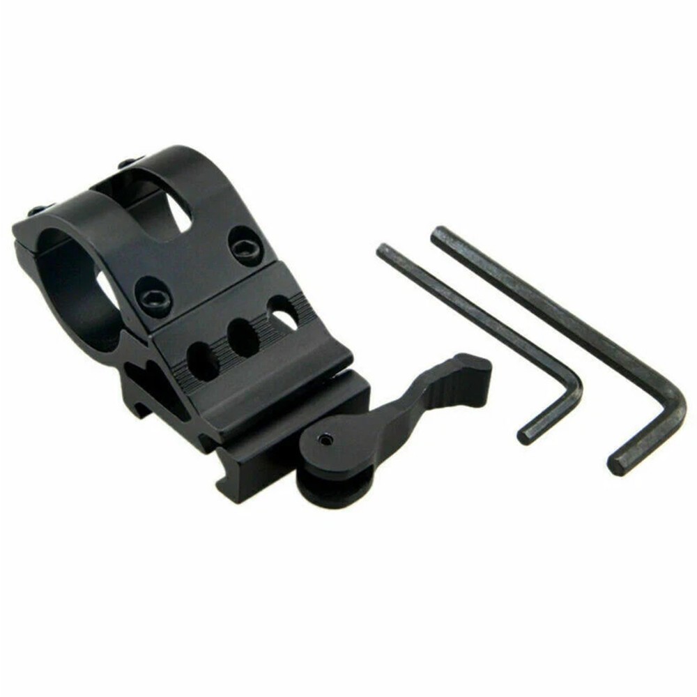Tactical 1" Offset Picatinny Weaver Rail Mount for Flashlight With Quick Release