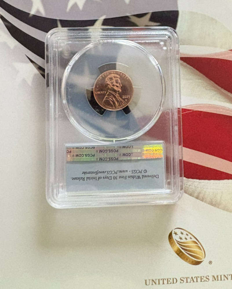 2025-D PCGS LINCOLN SHIELD CENT MS66RD SHIELD FIRST STRIKE FLAG LABEL