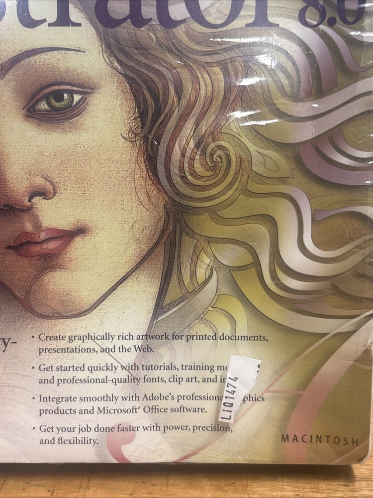 Adobe Illustrator 8.0 Windows Version with Disks, Serial Number, Manual RARE