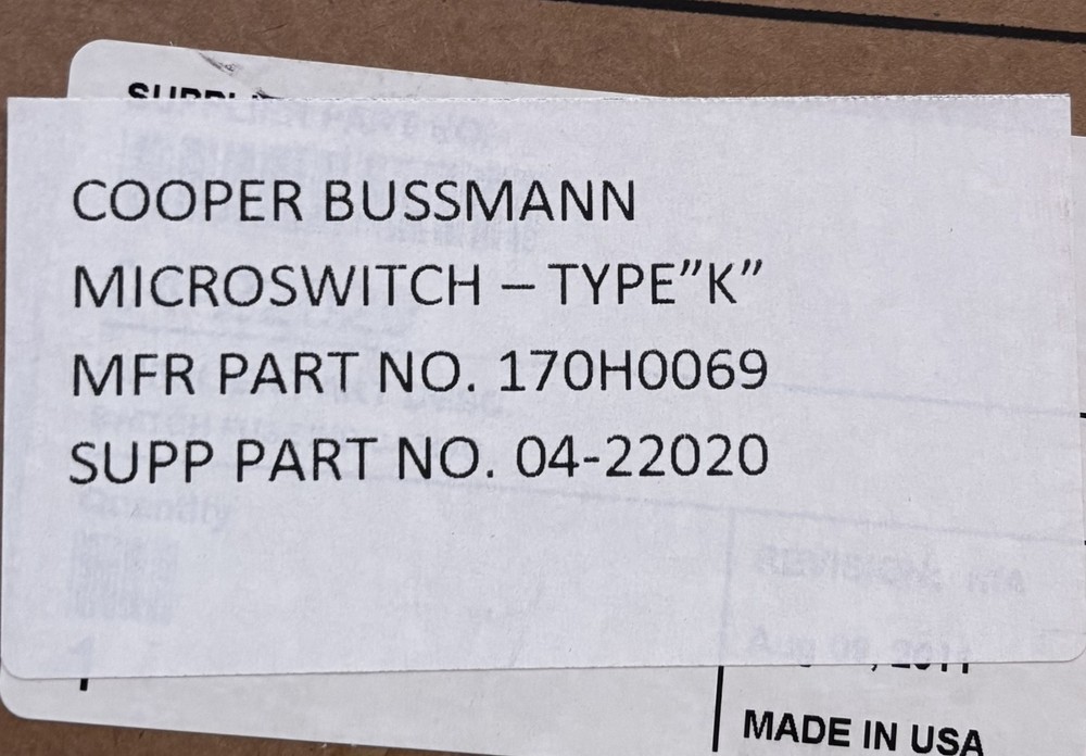 Cooper Bussmann 170H0069 High-Speed Microswitch – 5A with Indicator, Fuse Access