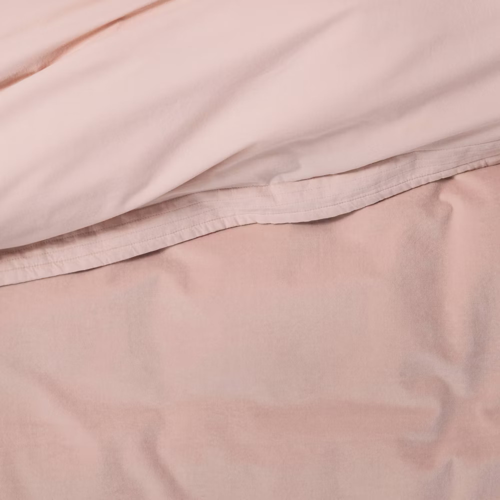 Full/Queen Solid Velvet Duvet & Sham Set Soft Blush - Threshold