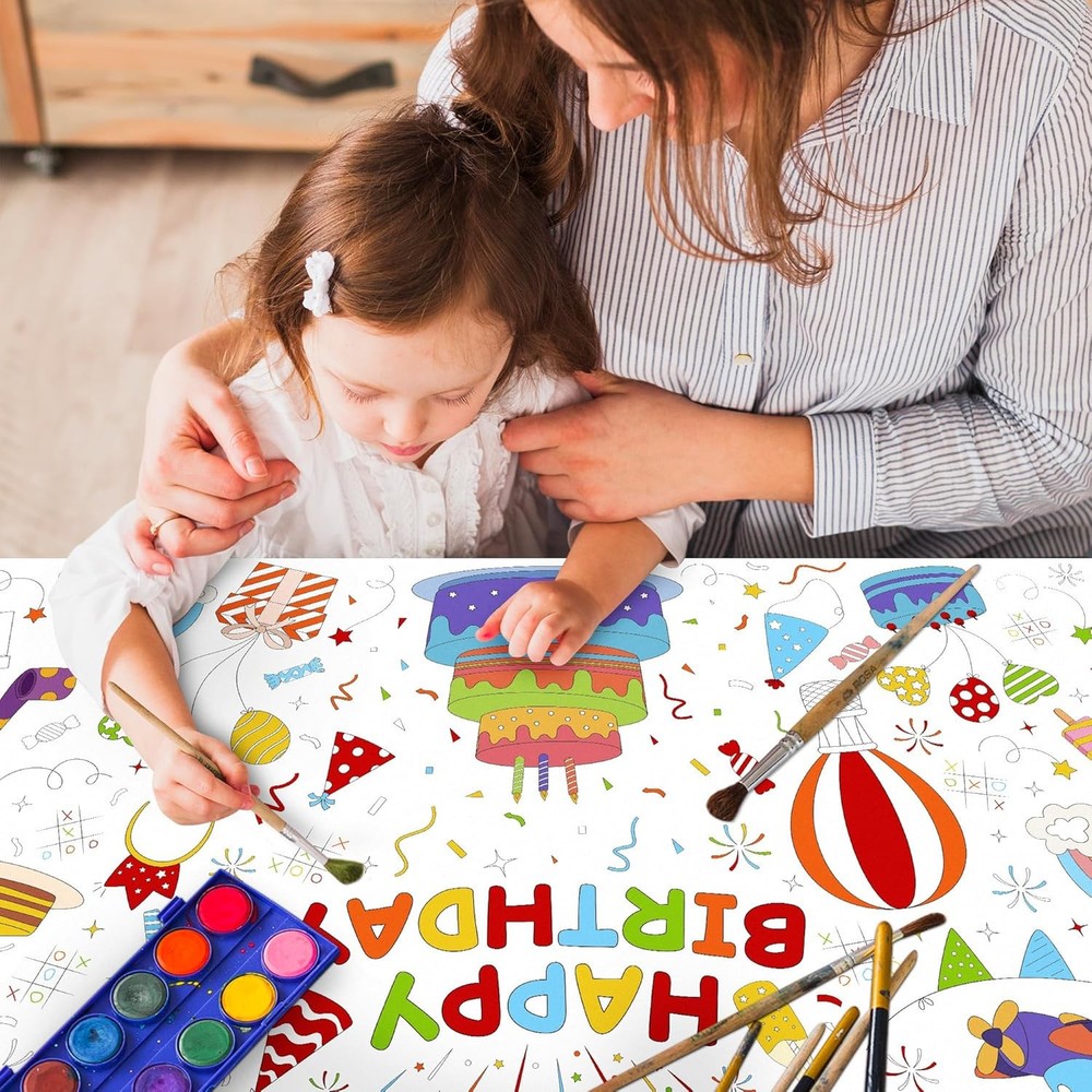 Childom 1 Pack Birthday 72" x 30" (Rectangular), Happy Coloring