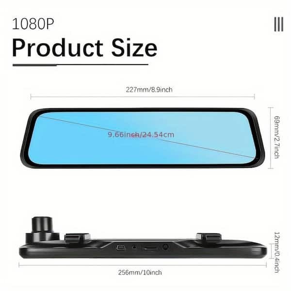 WrightMaster Full HD Mirror Dash Cam Front & Rear 1080p G-Sensor