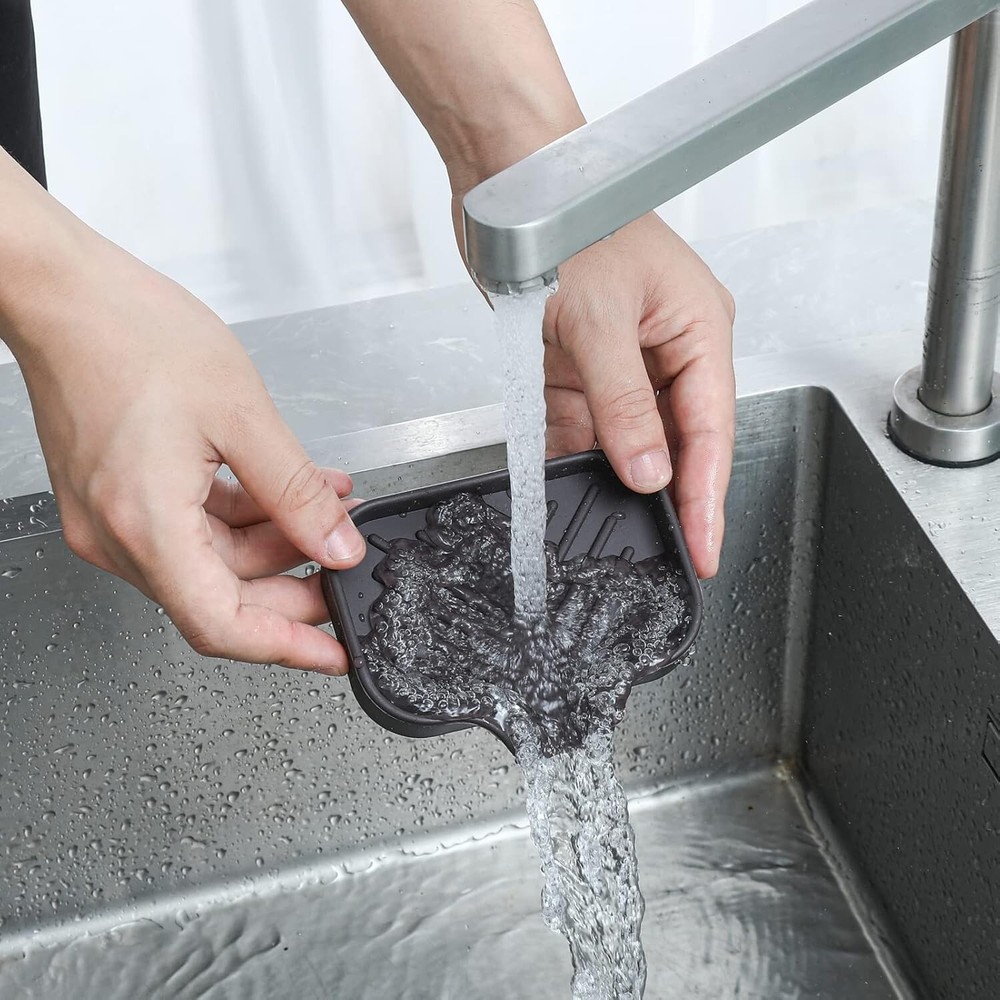 Compact Rectangular Soap Holder with Drain Spout - Hygienic Storage Solution