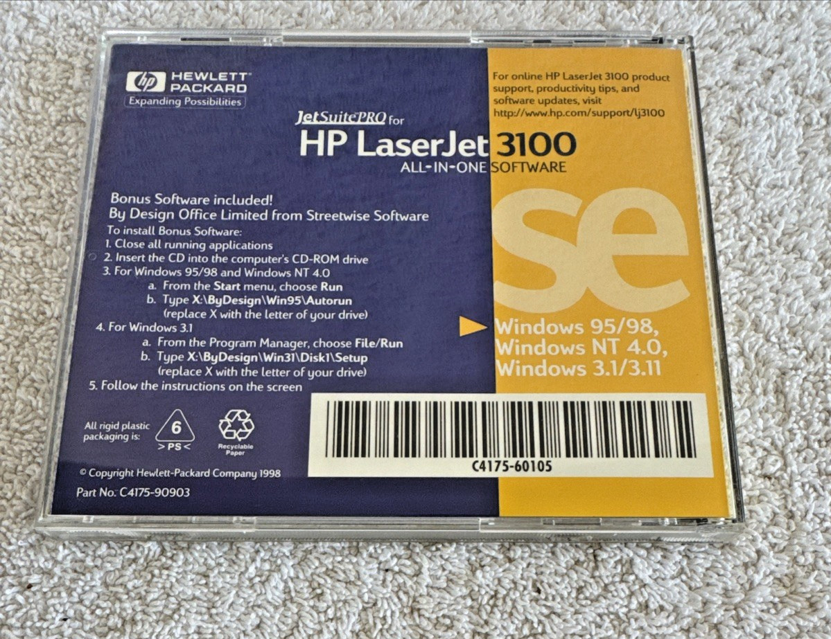 JetSuitePro for HP LaserJet 3100 All-in-One Software CD-ROM