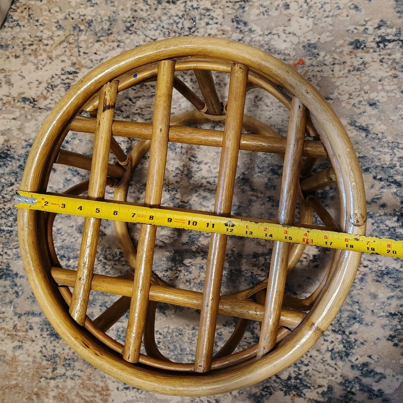 Vintage MCM Bamboo Bentwood Rattan Round Footstool Ottoman Plant Stand