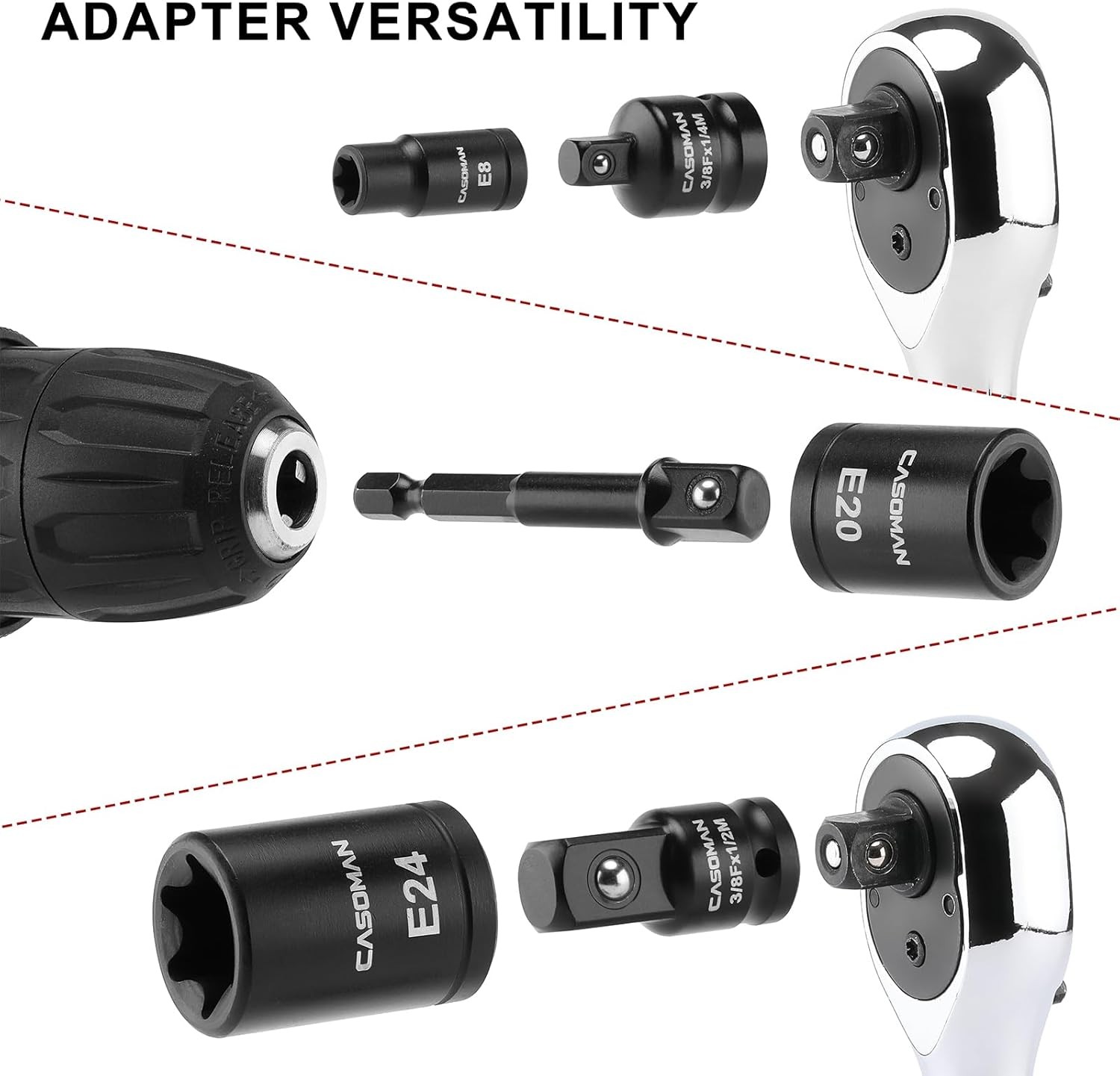 71 PCS Master Hex & Torx Bit Socket Set, 1/4" & 3/8" & 1/2" Drive Metric/SAE