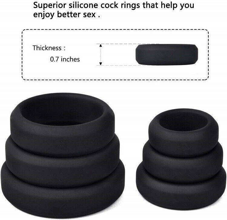 6PCS Cock Ring Silicone Super Stretchy Strong Stay Harder Penis Rings Sex Toys