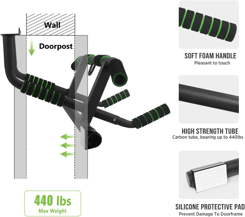 KAKICLAY 2026 Upgrade Multi-Grip Pull up Bar with Smart Larger Hooks Technology