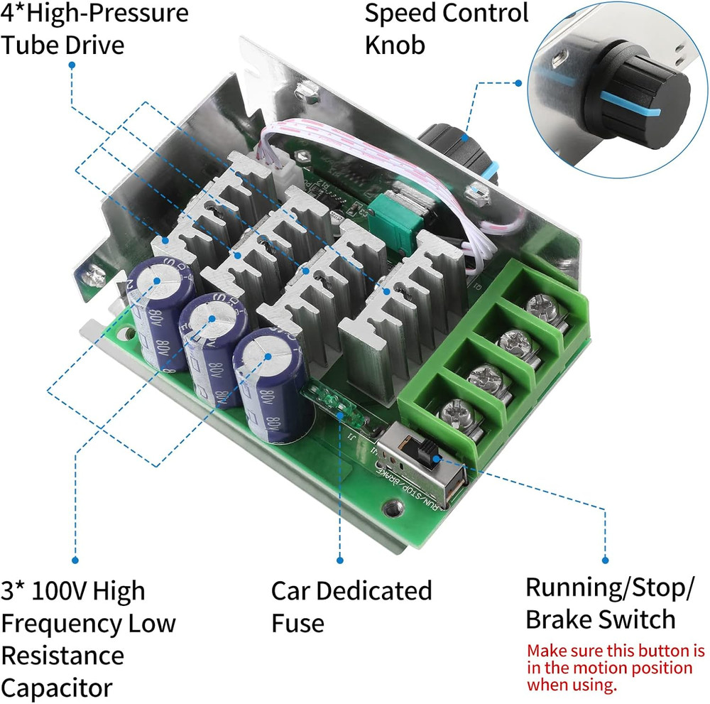 DC Motor Speed Controller PWM Controller, 7-70V 30A Adjustable PWM Motor Speed