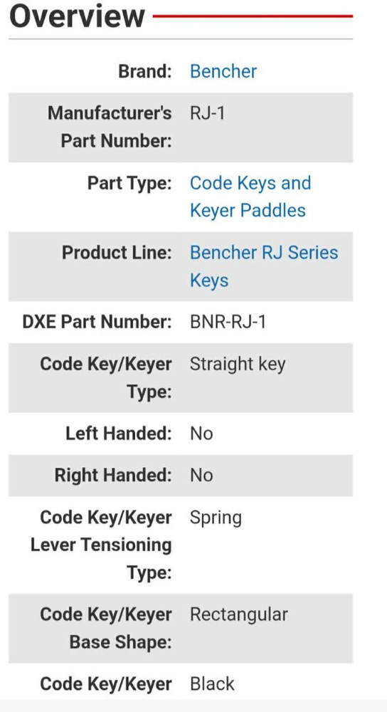 BENCHER HAND KEY RJ-1 ~~ NEW!!~~