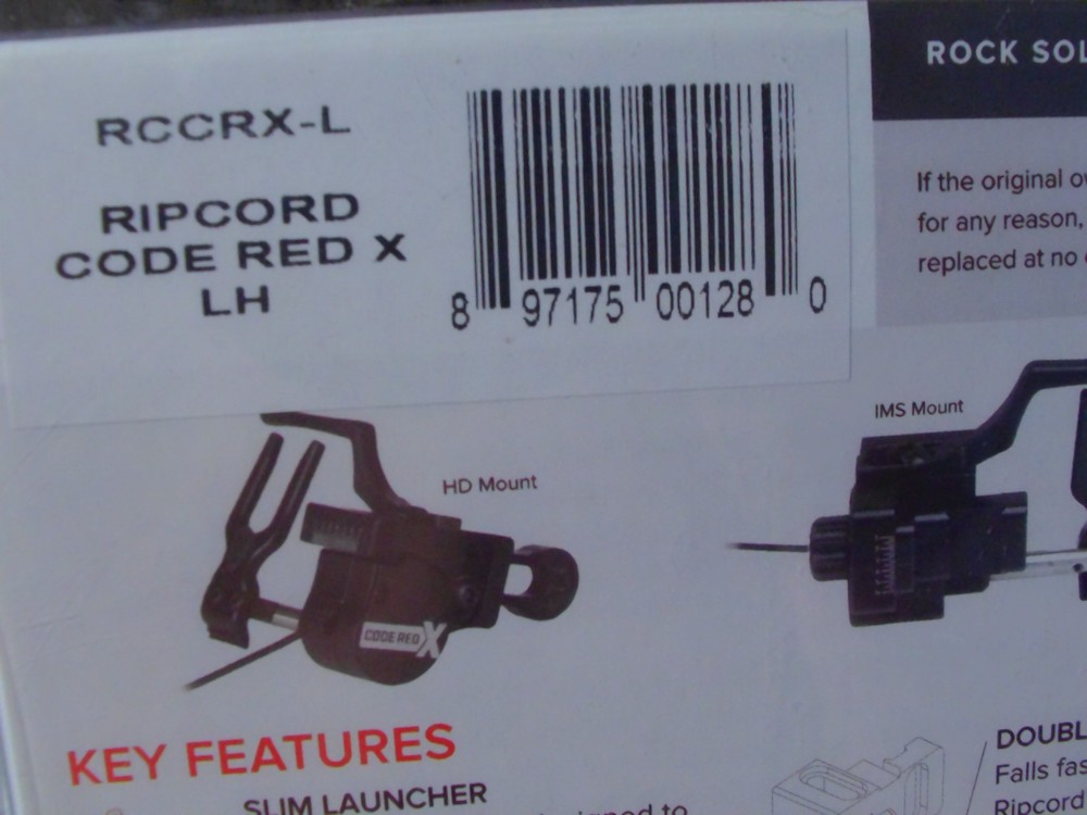 RIP CORD CODE RED X ARROW REST LEFT HAND HD MOUNT-RCCRX-L