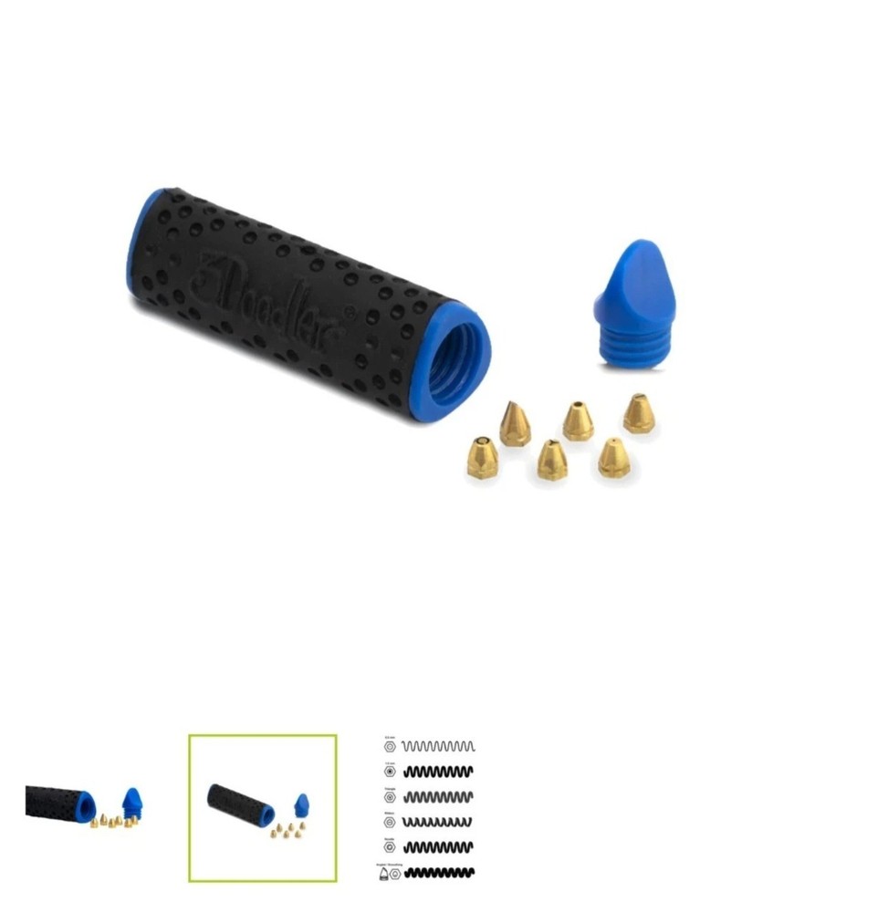 3Doodler Nozzle Set + Holder for Create & 2.0 – 6 Brass Tips & Smoothing Tool