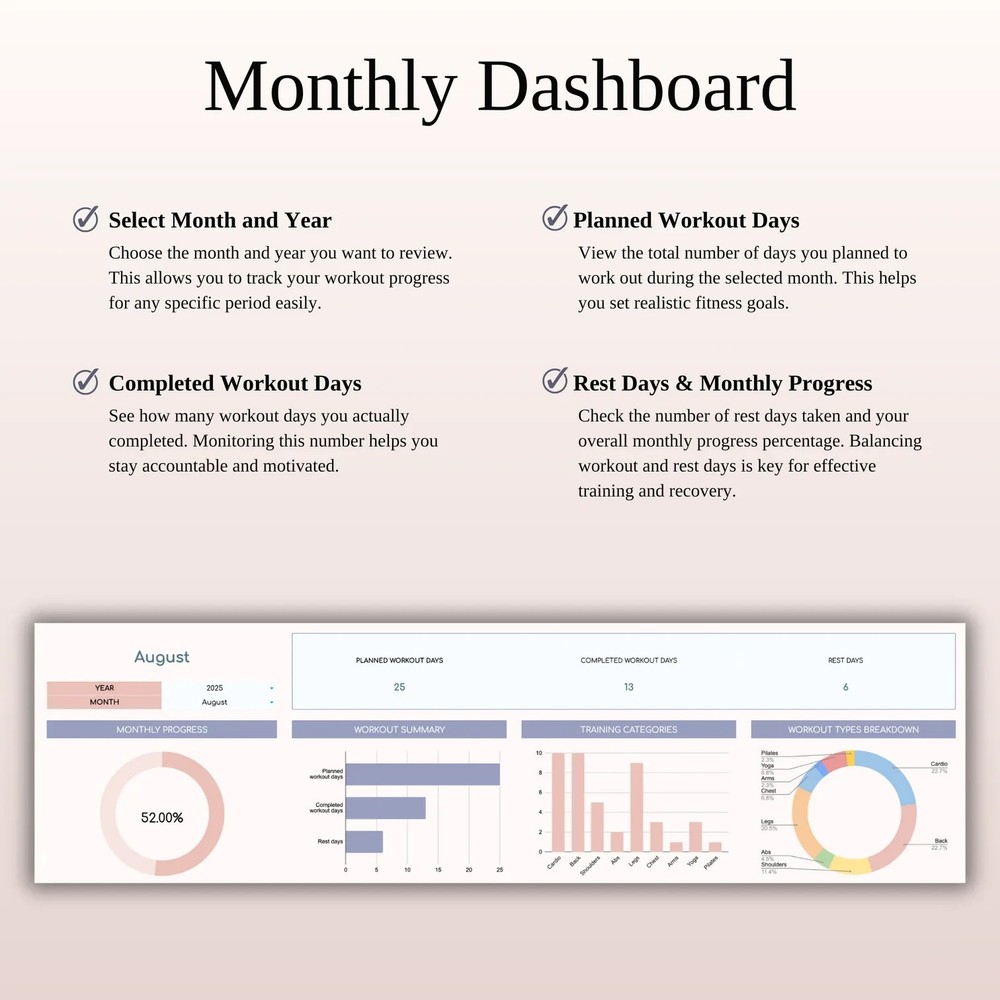 Fitness Planner Template Spreadsheet for Google Sheets & Excel