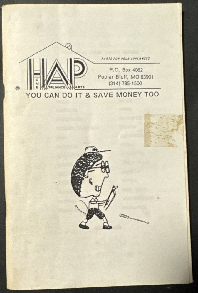 HAP Appliance Parts Catalog 1983