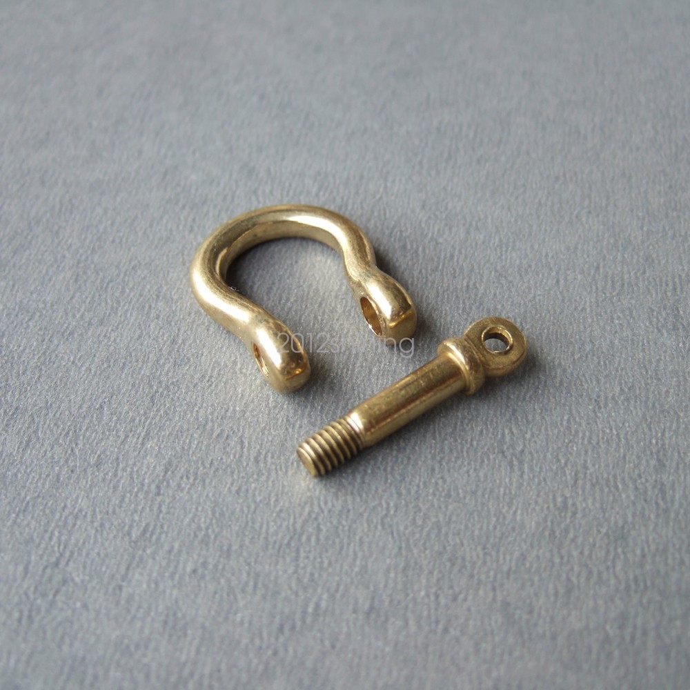 Solid Brass Bow Shackle Joint Connect Small D Ring Key Chain Hook