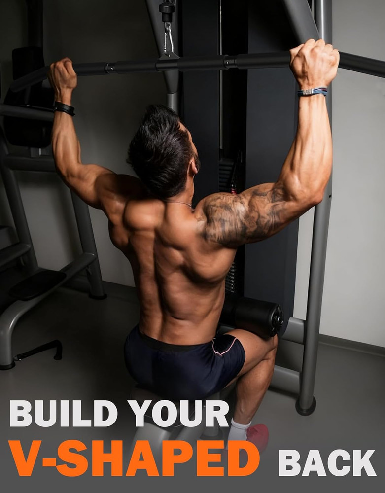 40'' LAT Pulldown Bar Attachment for Pulley Cable Machine, Full-Length Non-Slip
