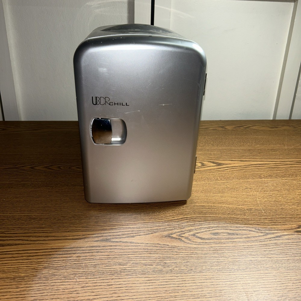 UberChill Mini Fridge Silver Personal Compact Refrigerator Unused