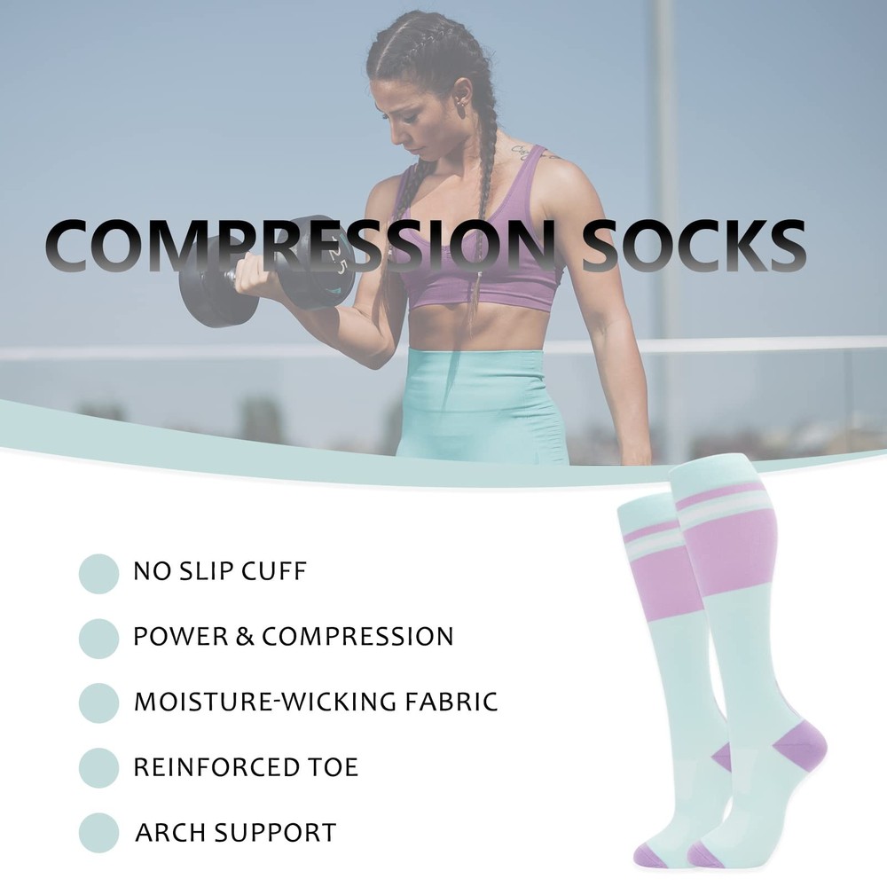 Compression Socks for Women Men 3 Pairs Graduated Compression Support Circula...