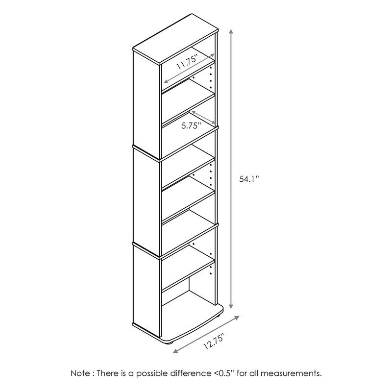 Multimedia Storage Tower Adjustable Shelves Space Saving Organizer CDs DVDs