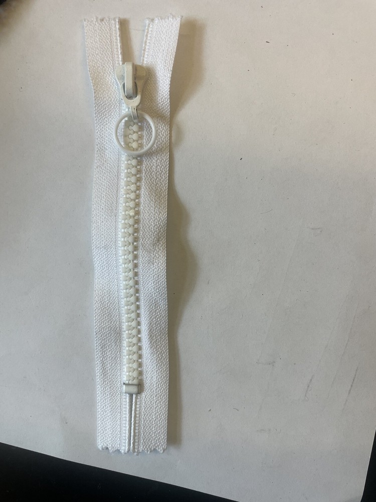 White Plastic Teeth zipper 5” Ring Pull Up Close End #5