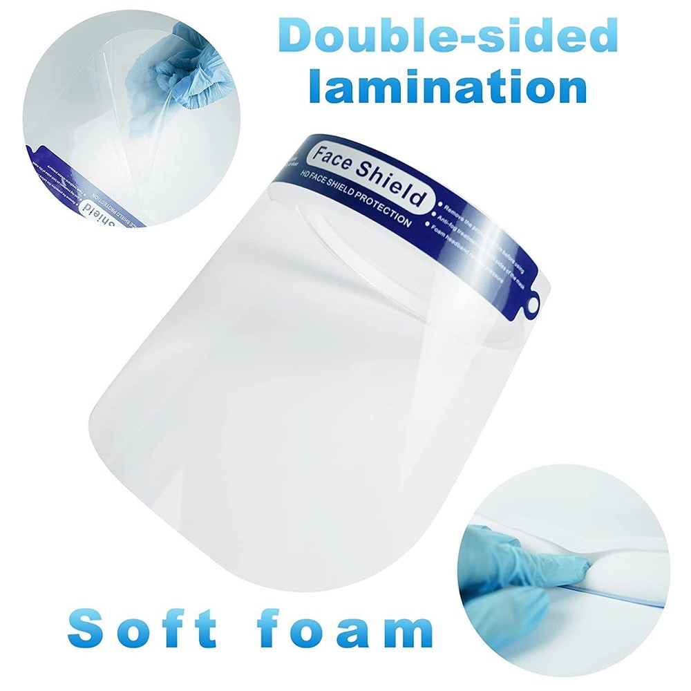 200 Pcs Reusable Face Shield Antifog Face Shield Winddustproof Transparent Adju