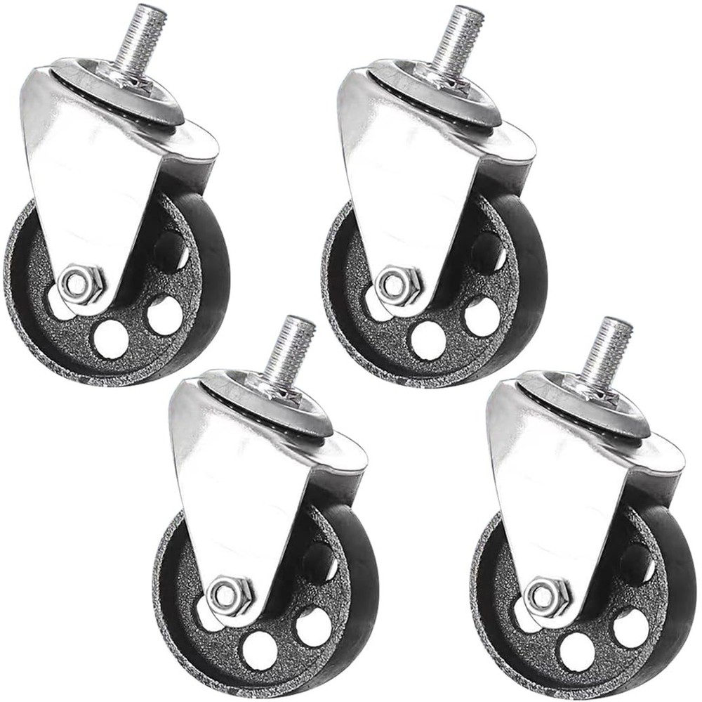 Transmission Jacks Casters, Cast Iron Caster Wheels, 12mm Stem, Silver