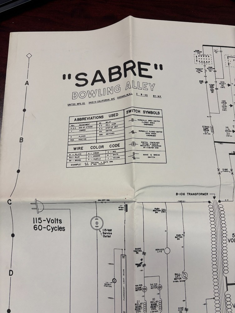 ORIGINAL-UNITED MANUFACTURING-SABRE-SCHEMATICS