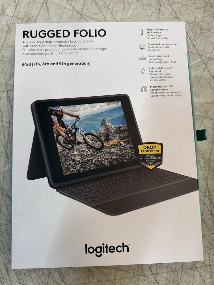 Logitech Rugged Folio Keyboard Case for Apple iPad 7, 8, 9th Gen - Graphite