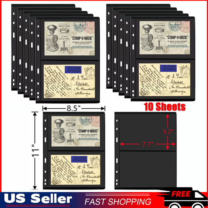 10 Sheet 7 Rows Stamp Pages for Stamp Album Binder Pages for Stamp Collectors