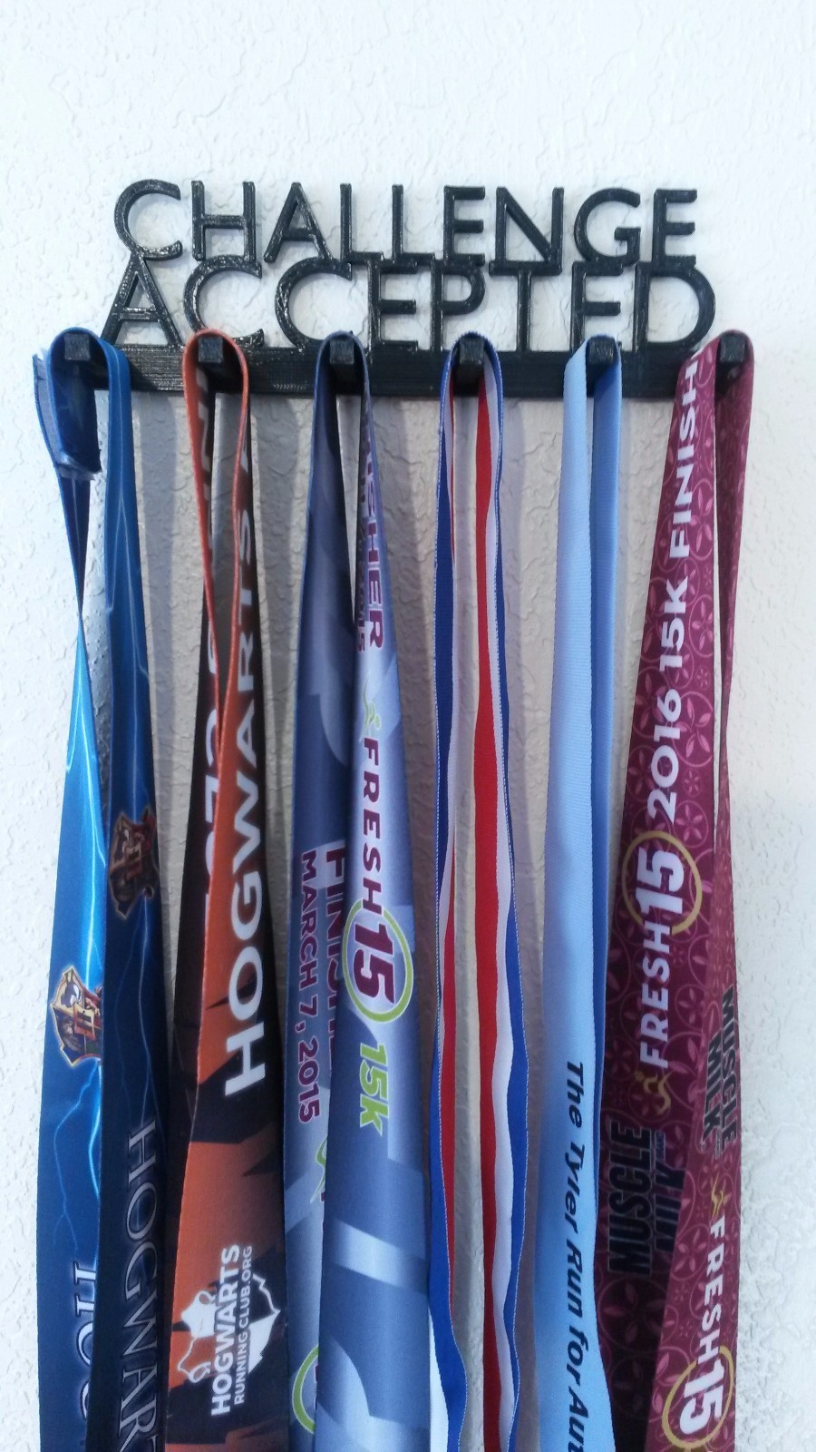 CHALLENGE ACCEPTED RUNNER SPORTS MEDAL DISPLAY RACK HOLDER HANGER ORGANIZER