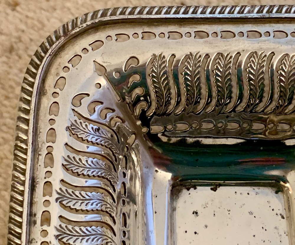 Attractive Antique Silver Plated Rectangular Bon Bon dish