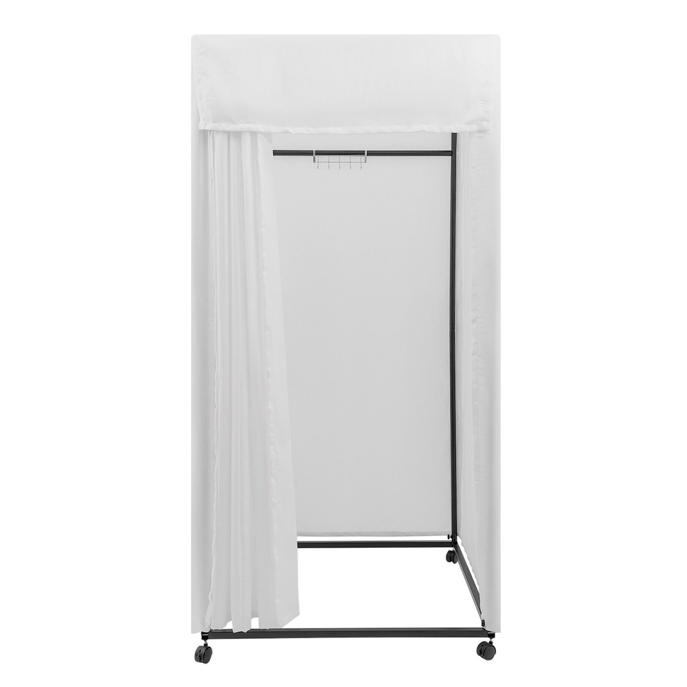4-Wheels Portable Rectangular Dressing Room Freestanding Movable Fitting Room