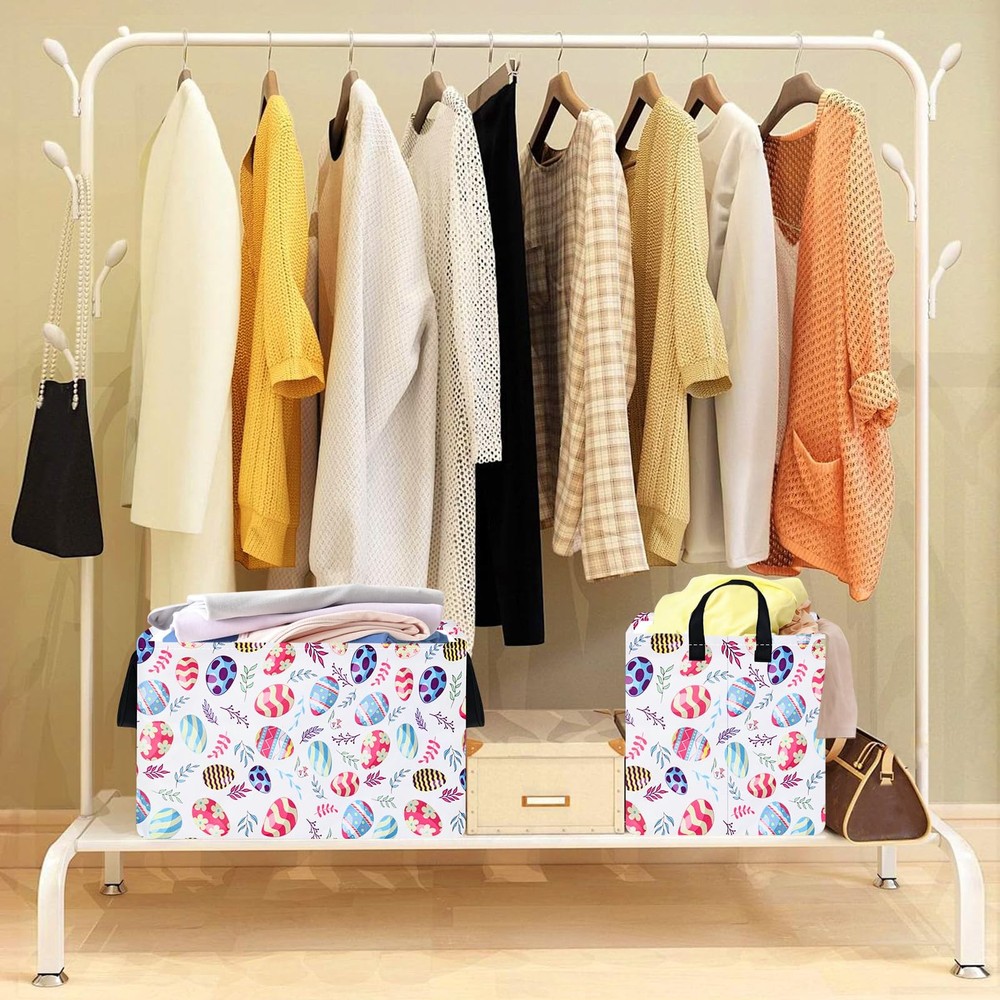 VAIVUSTO Easter Storage Basket Easter Bunny Storage Bin Collapsible Nursery H...