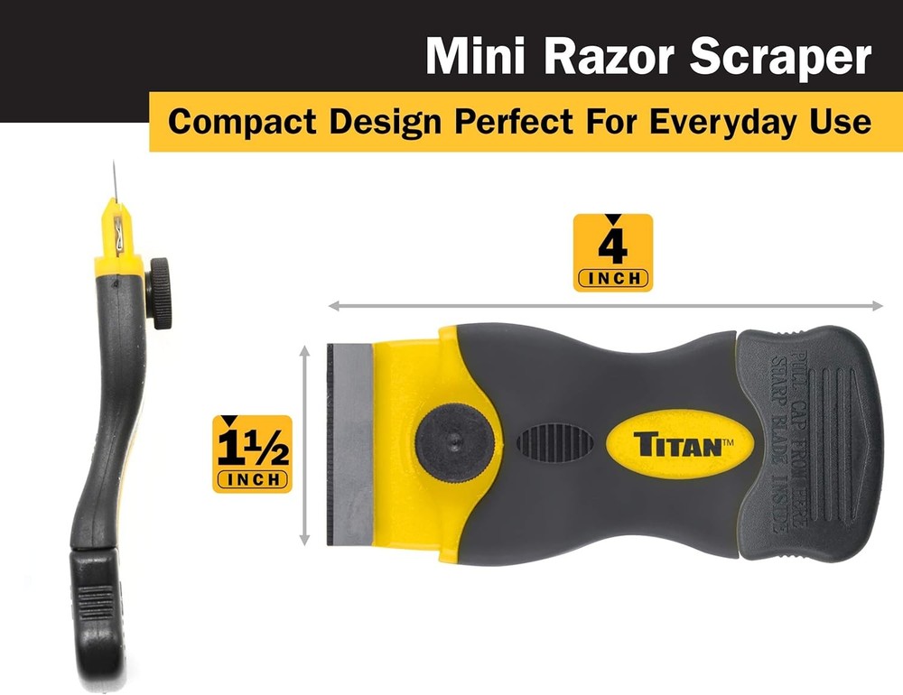 4-Inch Mini Razor Scraper | Includes 1 Extra Heavy-Duty Razor Blade