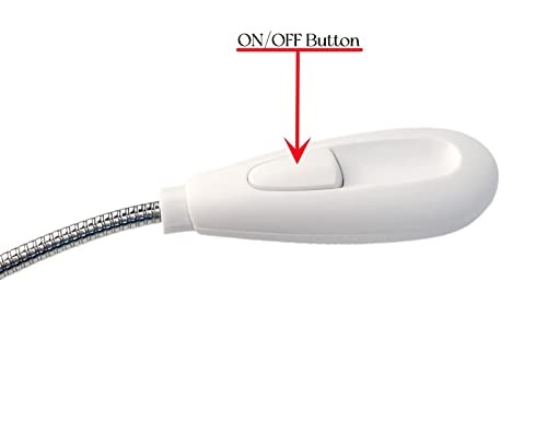 LED USB Reading Lamp Light with 2-Brightness Dimmable Setting, Flexible White