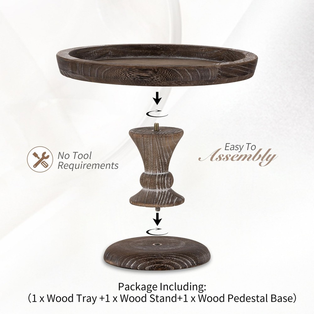 Display Riser for Farmhouse Decor: Rustic Wooden Risers Round Decorative Pede...