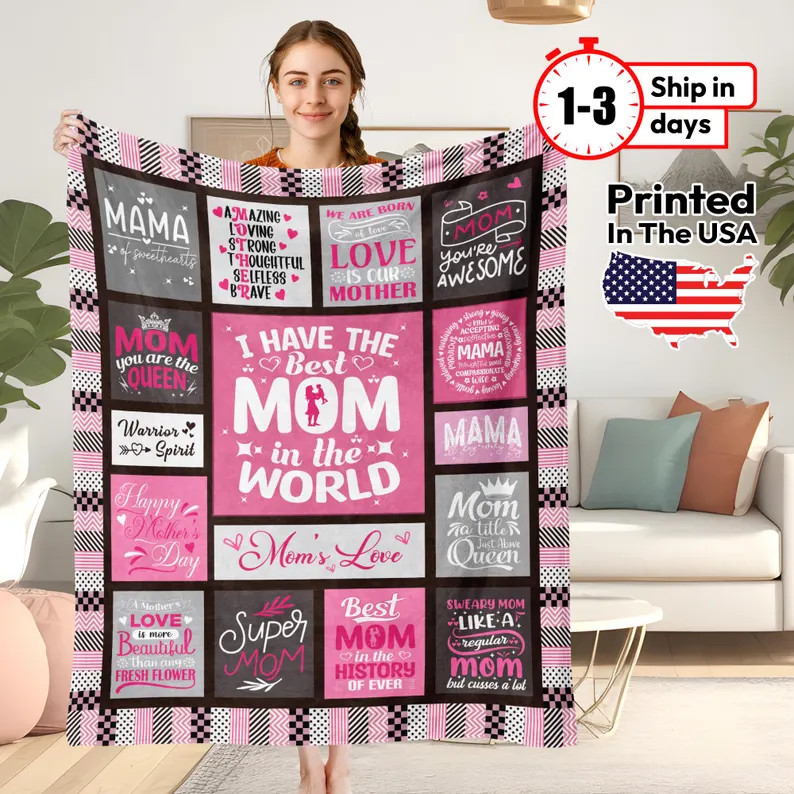 Mothers Day Custom Blanket Personalized Gift for Mom Unique Present