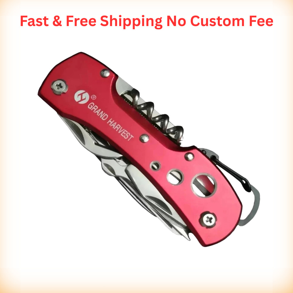 Swiss / Navy Style Pocket Knife Multi Tool Red & Black