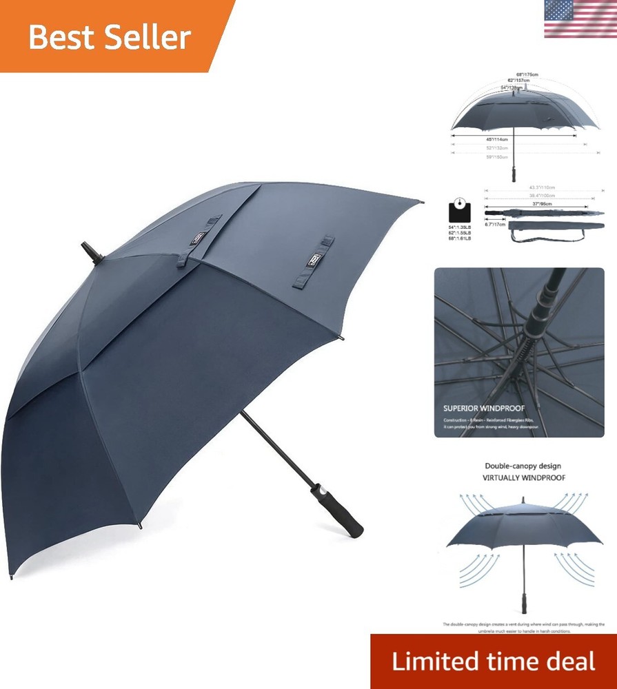 Stylish Automatic Open Golf Umbrella - Windproof, Double Canopy & Lightweight
