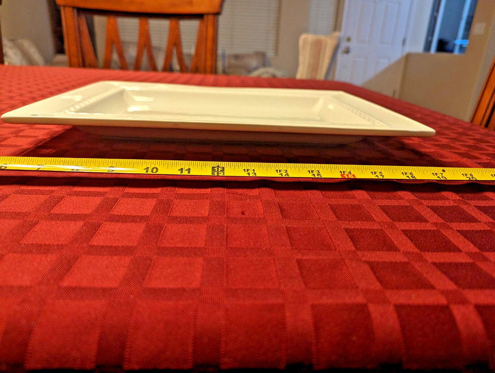 Nora Fleming LARGE RECTANGULAR PLATTER Serving Dish Pearl Dot White 15" x 11"