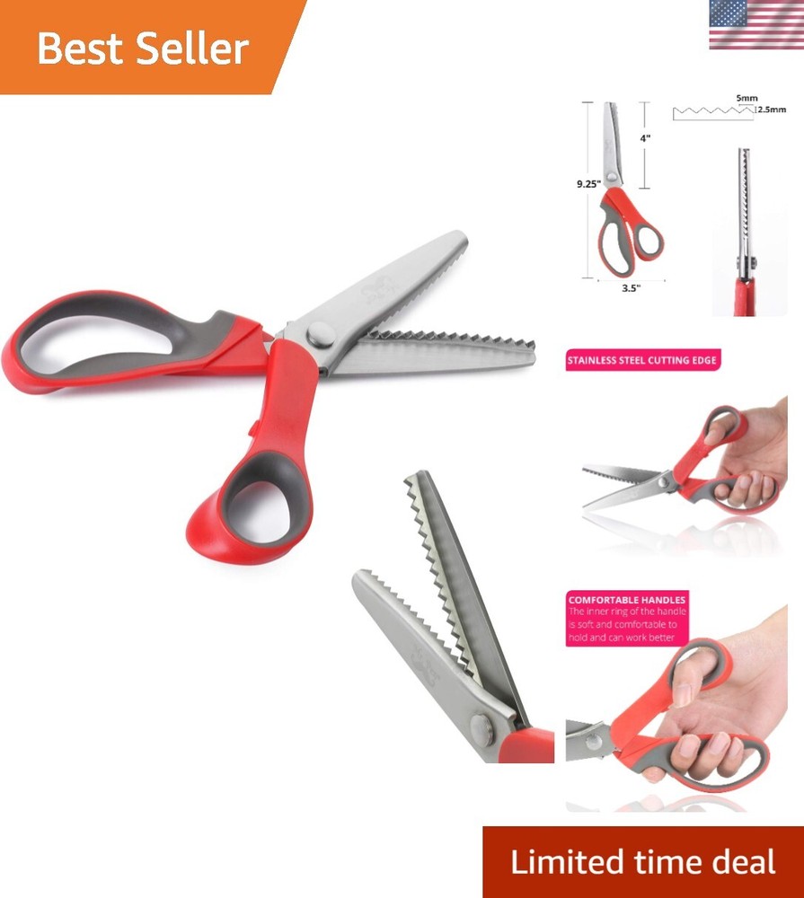 Classic Style Pinking Shears with Serrated Edge - Versatile Crafters' Tool