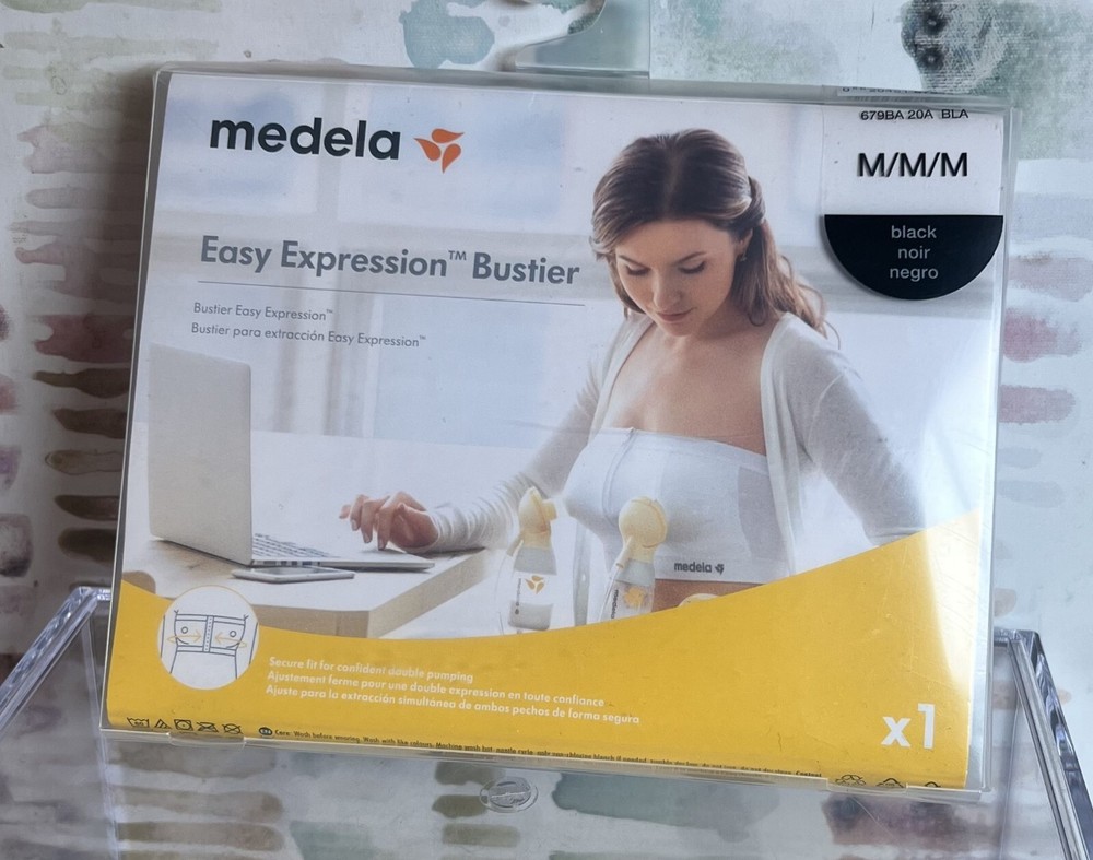 Medela Easy Expression Bustier, Black, Medium, Pumping Breastfeeding Support