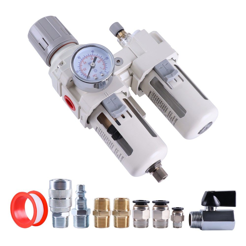 3/8" NPT Air Moisture Filter Regulator Oiler Separator Lubricator Combo Auto
