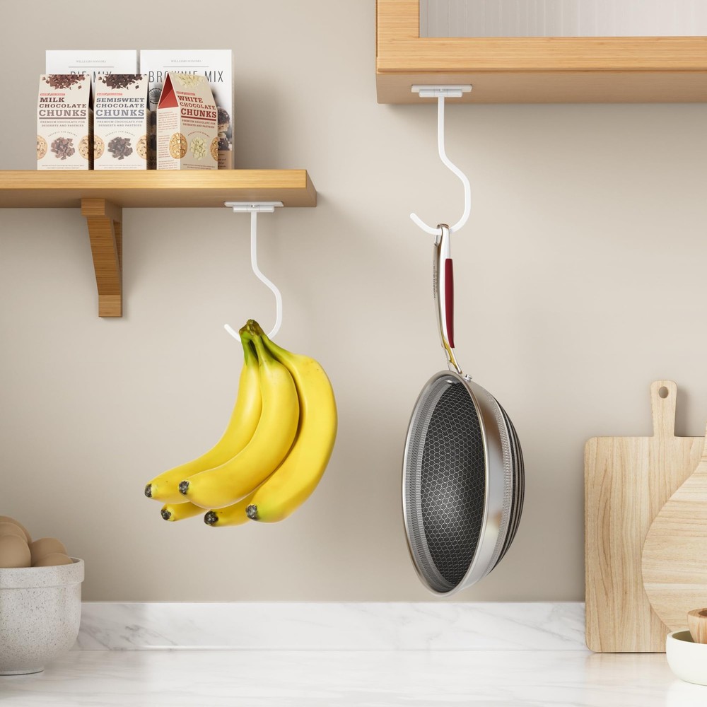 bussdis Banana Hook Under Cabinet: Foldable Hanger 1 Pack, White