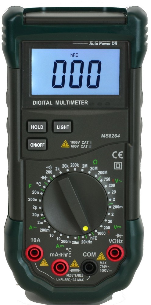 Mastech MS8264 Backlit 30-Range Digital Multimeter with Temperature Measureme...
